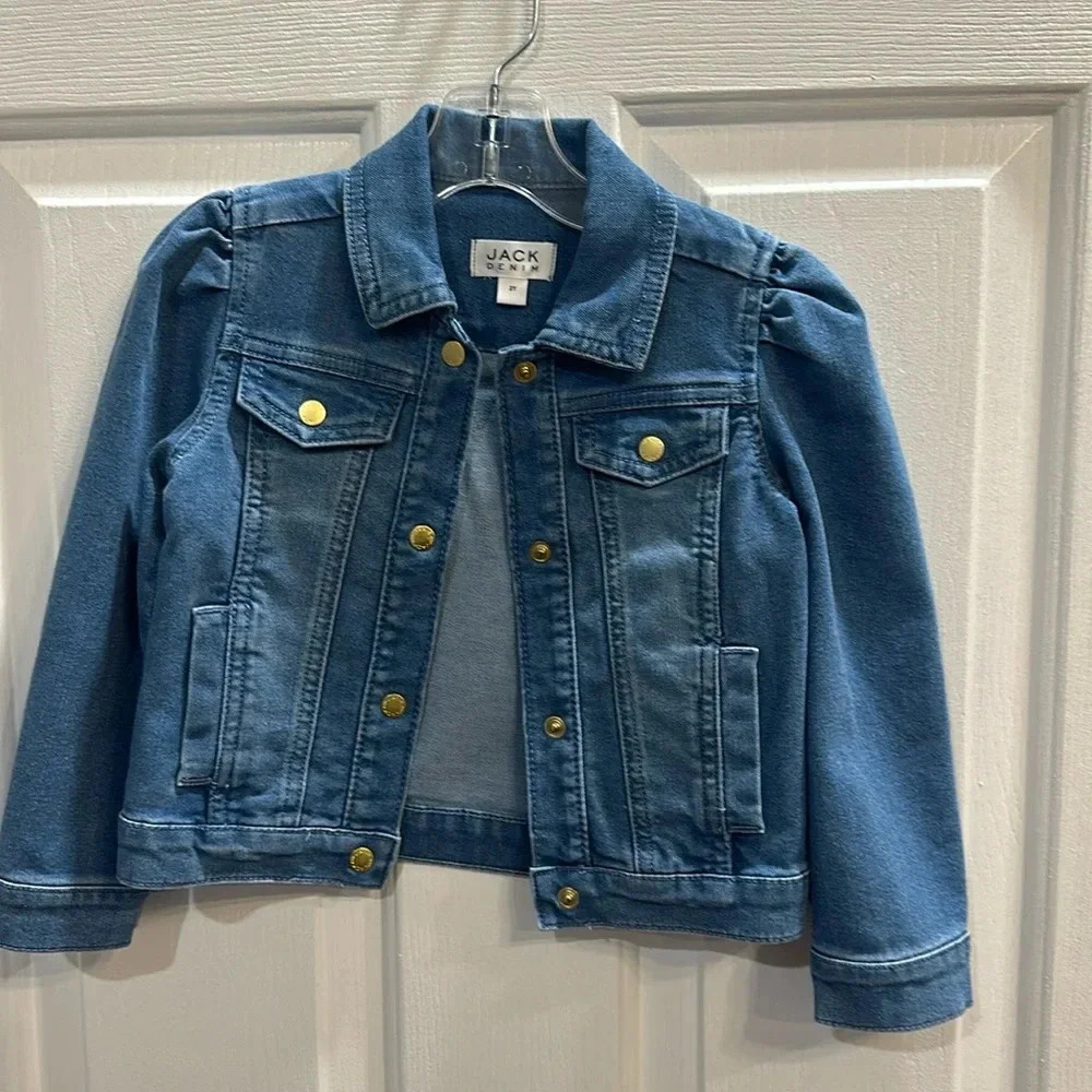 Janie and Jack toddler Girls denim jacket with gold buttons EUC 2T